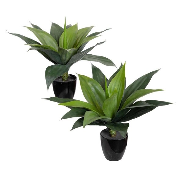 Glamorous Fusion Set Of 2 Small Agave Plant Artificial Faux Plant Decorative In Pot Pink