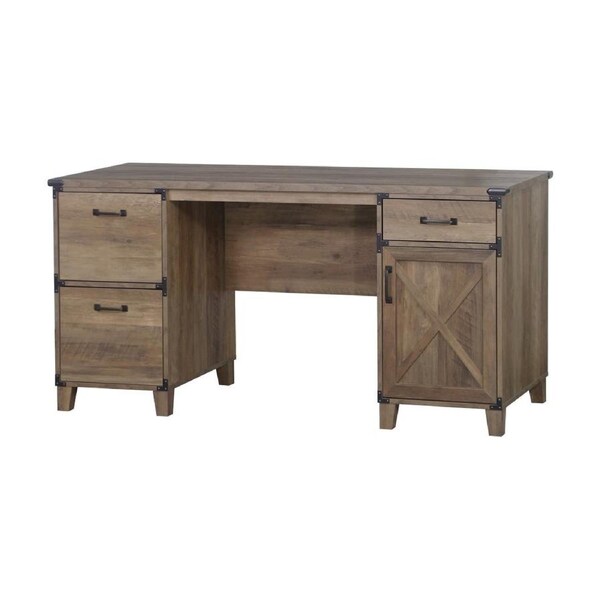 Maestro Furniture Cairo Executive Straight Corner Computer Study Home Office Desk - Rustic Oak