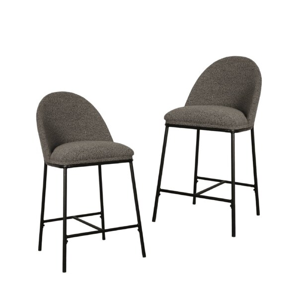 Raimon Furniture Set Of 2 Enea Modern Boucle Fabric Kitchen Counter Bar Stool 65cm - Slate