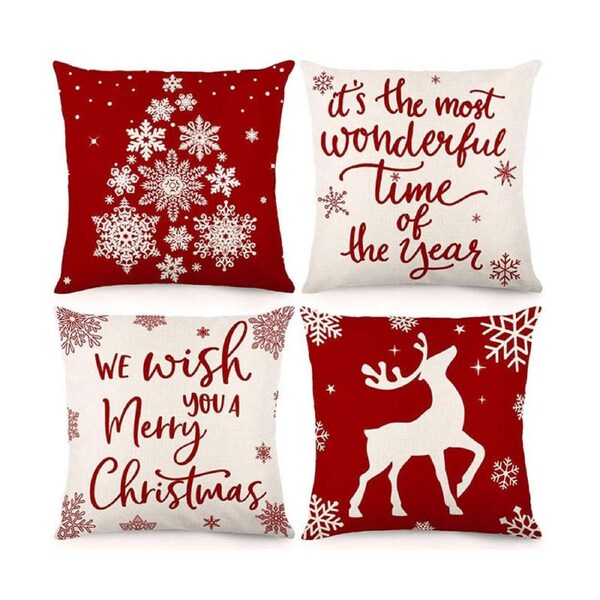 Nevenka Set of 4 Christmas Pillow Covers 45 x 45 cm Cushion Pillowcase Decorations-Set1