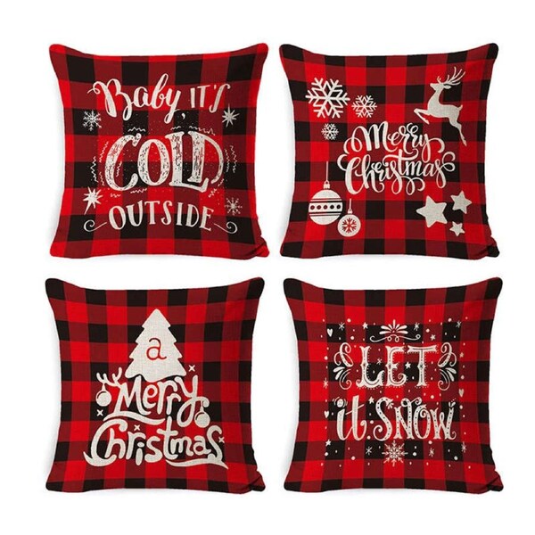 Nevenka Set of 4 Christmas Pillow Covers 45 x 45 cm Cushion Pillowcase Decorations-Set2