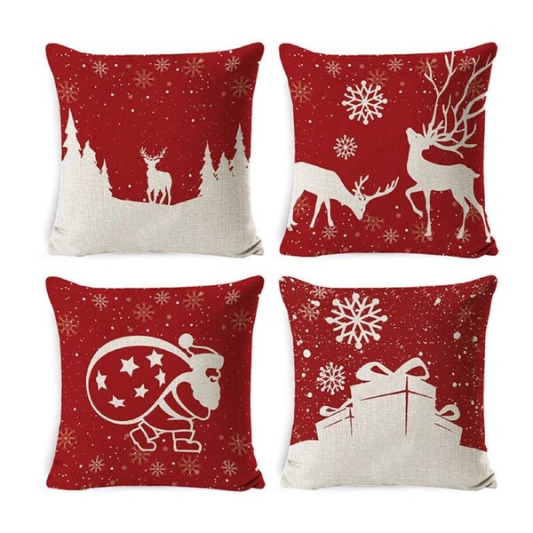 Nevenka Set of 4 Christmas Pillow Covers 45 x 45 cm Cushion Pillowcase Decorations-Set9