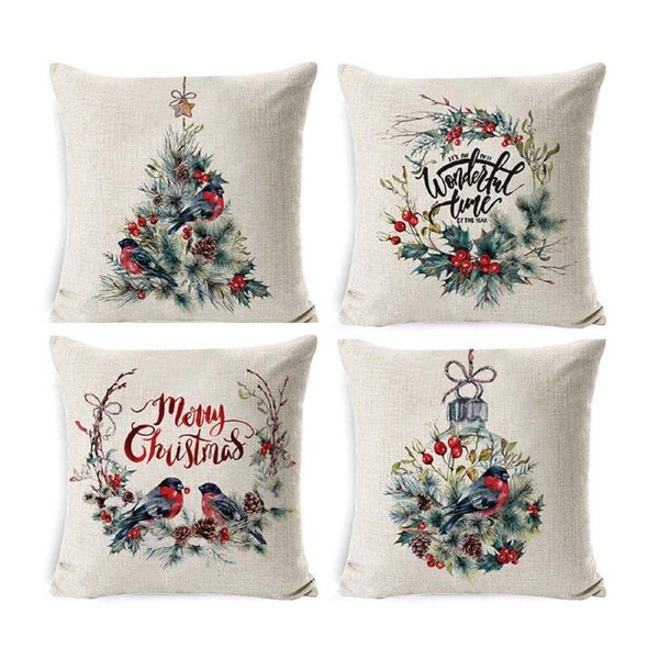 Nevenka Set of 4 Christmas Pillow Covers 45 x 45 cm Cushion Pillowcase Decorations-Set10