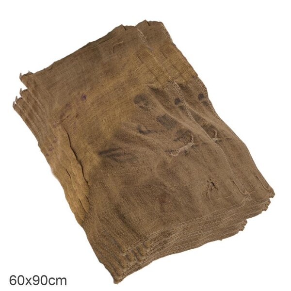 10 PCS Heavy Duty Used Large Natural Hessian Bag Jute Sisal Sack for Sandbag Flood Rescue Garden Produce Chaff Farm Storage Animal Clothes Cover Landscaping 60cm W x 90cm H