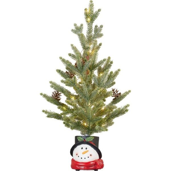 Christabelle Christmas Tree with Lights in Snowman Pot - 55cm