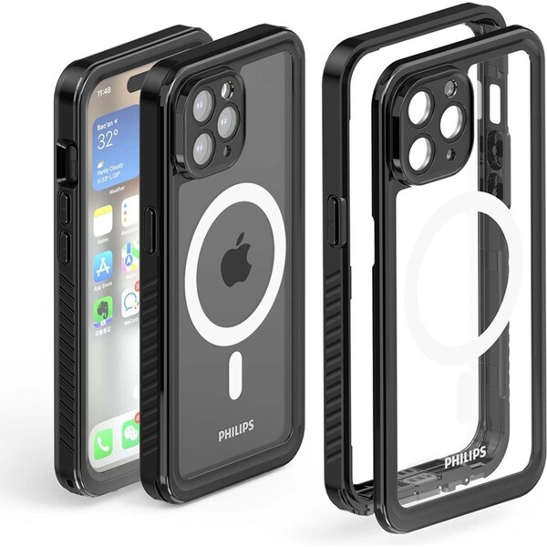 Philips Full Protection MagSafe Case Phone Cover For Apple iPhone 15 Pro Black