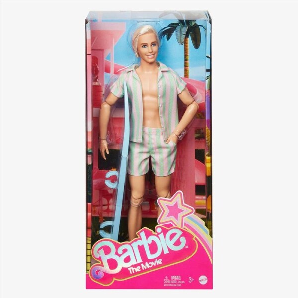 Barbie the Movie Ken Doll Beach Ken with Surfboard