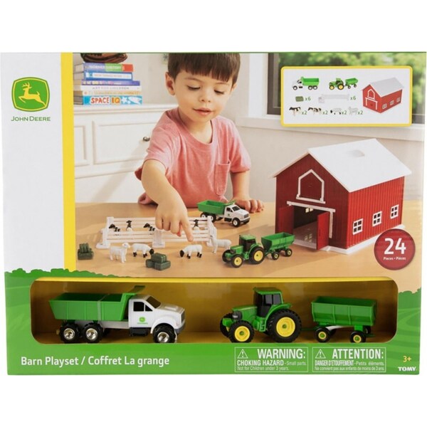 24pc John Deere 1:64 Red Barn Animals/Vehicle Playset Kids/Childrens Playset 3y+