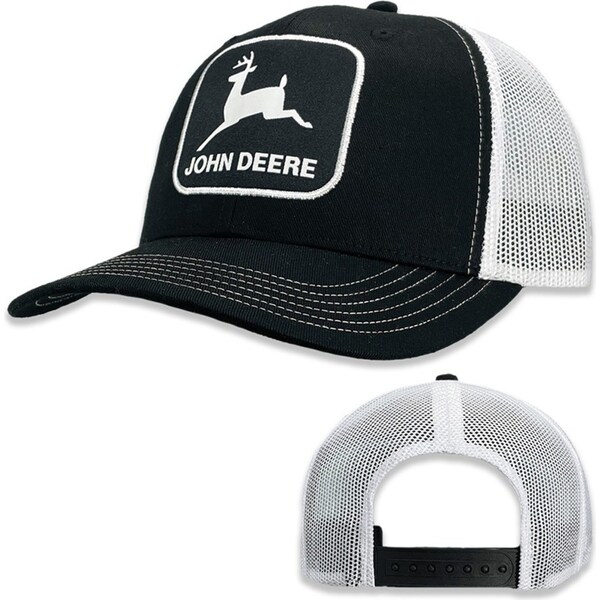 John Deere Moline 112 Fit Themed Mens Cotton/Mesh Trucker Hat/Cap Black/White
