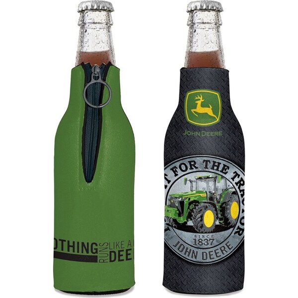 2PK John Deere Bottle Stubbie Holder w/Tractor Graphic 12oz/375ml Green/Black