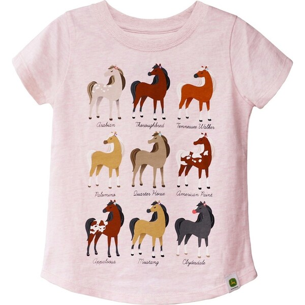 John Deere Horse Breeds 100% Cotton Themed T-Shirt/Tee Childrens Size 5 Pink