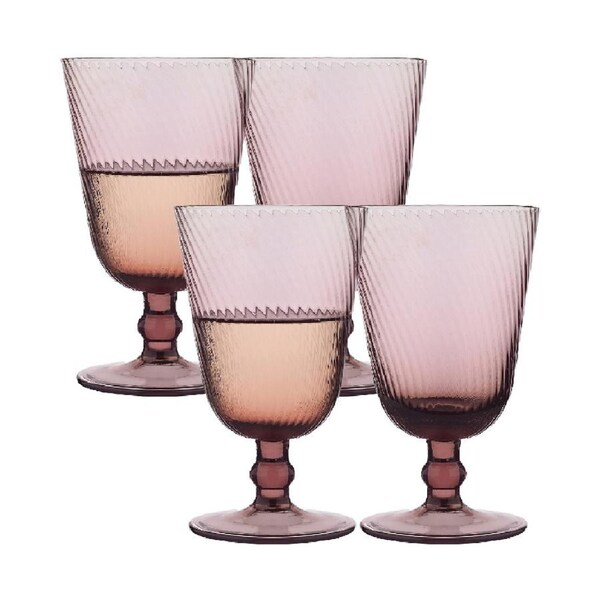 4pc Ecology Aveline Glass Wine/Drinking Barware Tulip Goblets Set Plum 280ml