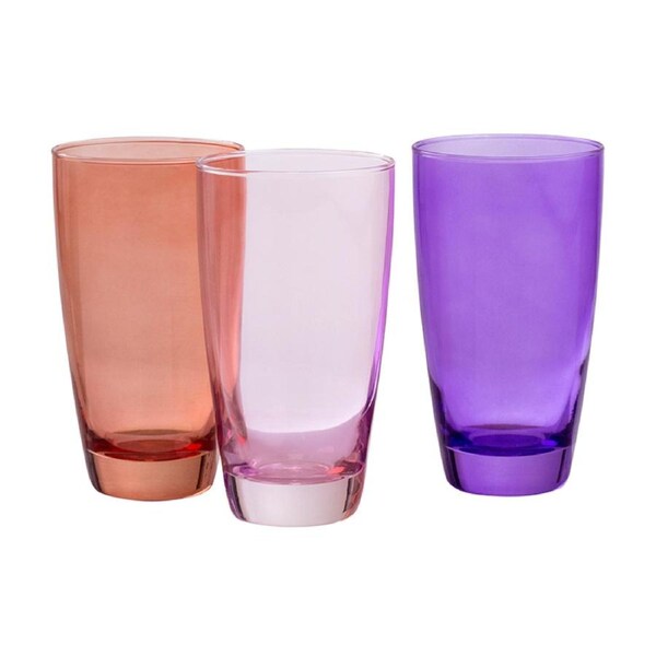 6pc Ecology Tiara Glass Hi Ball/Cocktail Drinking Barware Tumbler Set Pink 465ml
