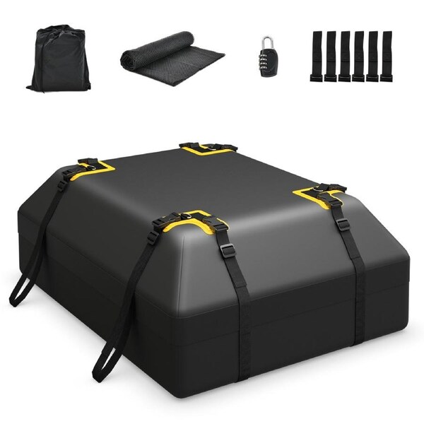 Costway 425L Car Roof Bag Waterproof Rooftop Cargo Carrier w/Non-slip Mat Storage Bag Coded Lock