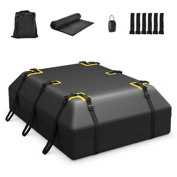Costway 595L Car Roof Bag Waterproof Rooftop Cargo Carrier w/Non-slip Mat Storage Bag Coded Lock