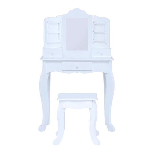 Teamson Kids Little Princess Anna Kids Play Vanity Table Set with Stool, White