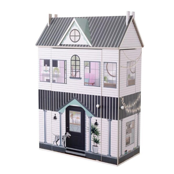 Teamson Kids Dreamland Open Side Wooden Farmhouse Dollhouse with Accessories, Multi