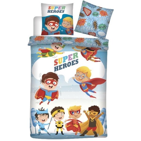 Romane and Sacha Kids Super Heroes Quilt Cover Set - Polyester - Single Bed Size