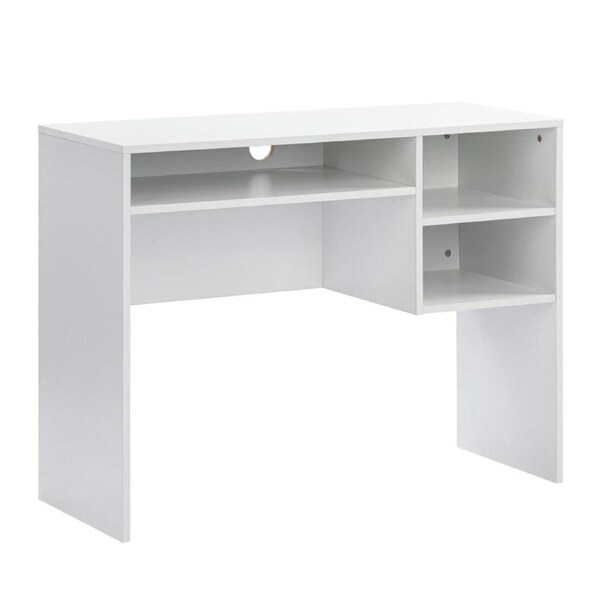 Design Square Walter Wooden Study Computer Working Task Office Desk Table 100cm W/ 3-Shelves White