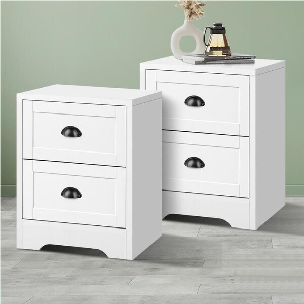 ALFORDSON 2x Bedside Table Hamptons Nightstand Storage Side Cabinet White