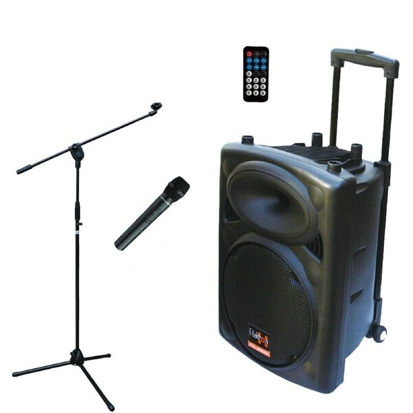 E-lektron Kvocal 10 Portable Bluetooth Speaker with 1 Wireless Microphones and Mic Stands