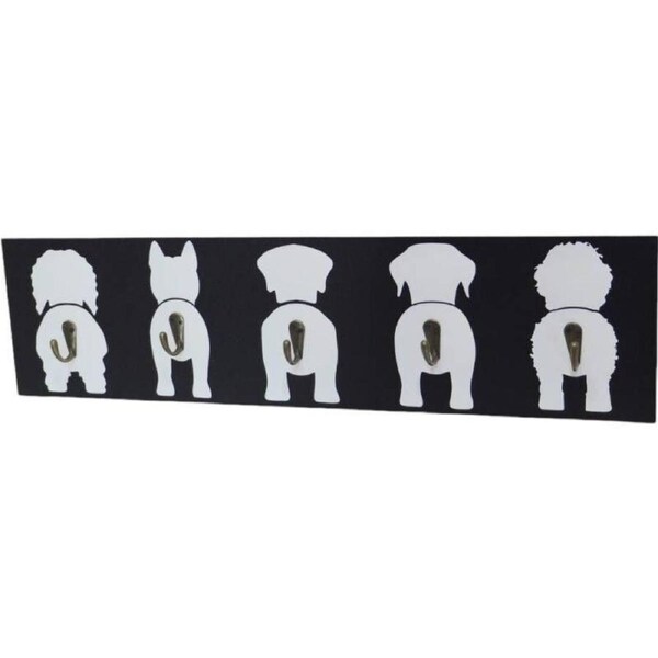 Coat / Key Hooks Cute Dog Tails 5 Hooks Matte Black Metal