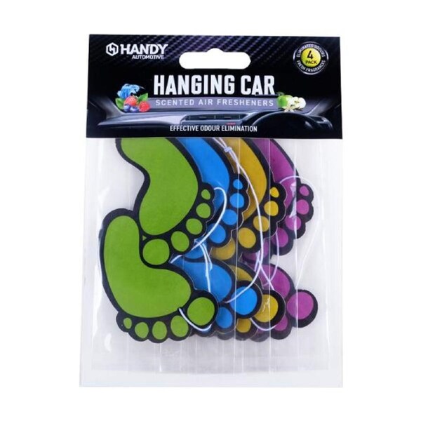 Hanging Scented Car Air Fresheners Fresh Feet - Apple, Ocean, Vanilla, Berry 4pk
