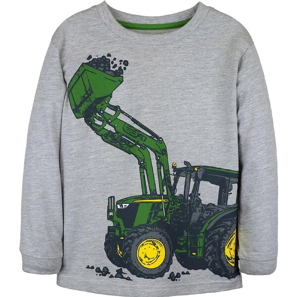John Deere Bucket Tractor Wrap Themed Long Sleeve T-Shirt/Tee Child Size 6 Grey
