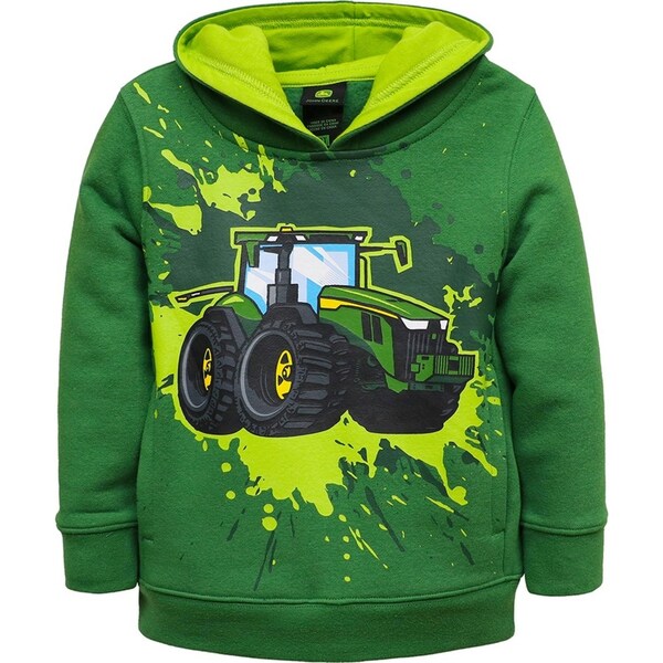 John Deere Splash Tractor Cotton/Fleece Pullover/Hoodie Toddler Size 2 Green