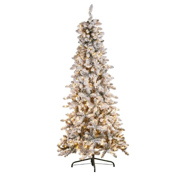 Christabelle 7.5ft Christmas Tree with Lights- Snowy Norwegian Slimline