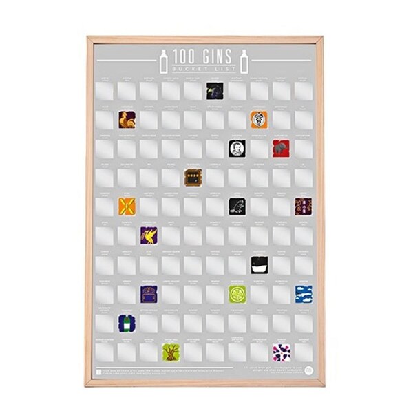 Gift Republic 100 Gins Bucket List Scratch Poster
