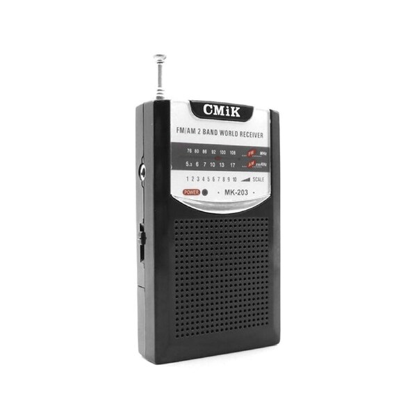 CMIK Portable AM FM Radio Built-in Speaker Earphone Jack AAA Batteries MK-203