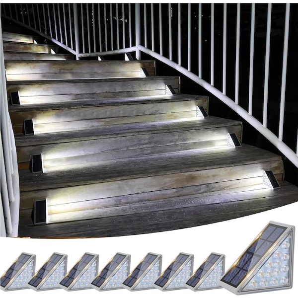 CLORA 4PCS Solar Outdoor Step Stairs Lights Deck Garden Yard Pathway Fence Patio Lamp White Light