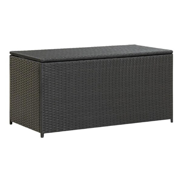 Outdoor Storage Box Poly Rattan Waterproof Liner Gas Lift Lid Black 100x50x50cm
