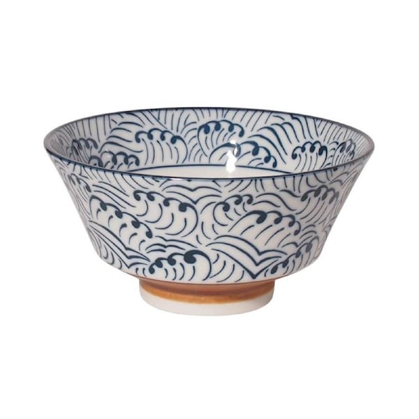 Minoru Pottery Suzu Namimon Japanese Porcelain Ramen Bowl