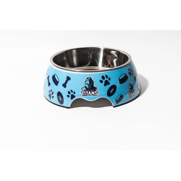 NRL Pet Bowl - Gold Coast Titans - Food Water - Dog Cat