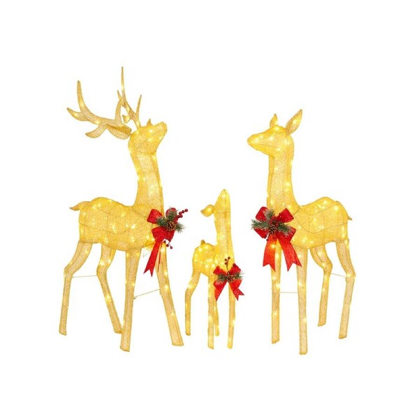 Christabelle Set of 3 White Mesh Outdoor Christmas Display Reindeer with Lights