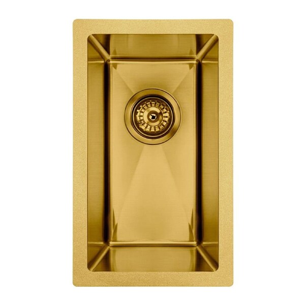 450x250MM Kitchen Sink Gold Handmade Stainless Steel Laundry Single Bowl