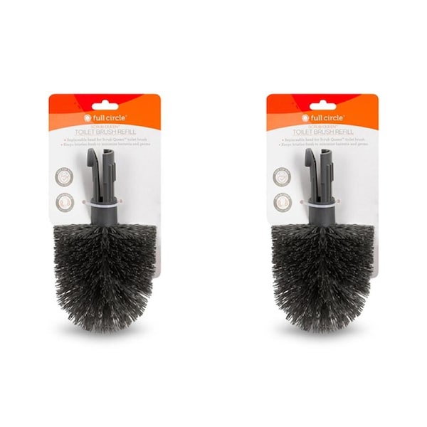 2x Full Circle Scrub Queen Toilet Brush Head Refill Replacement Cleaner Grey