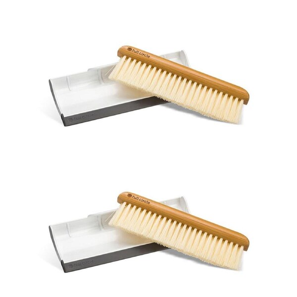 2x 2pc Full Circle Counter Sweep & Squeegee Dirt Cleaner Dustpan/Sweeper Set WHT