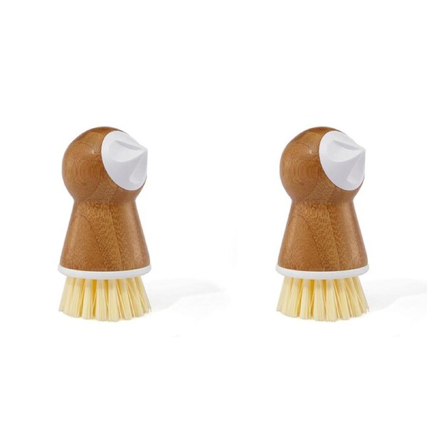 2x Full Circle Plastic Eye Removing Potato Scrubber Kitchen Cleaning Brush White