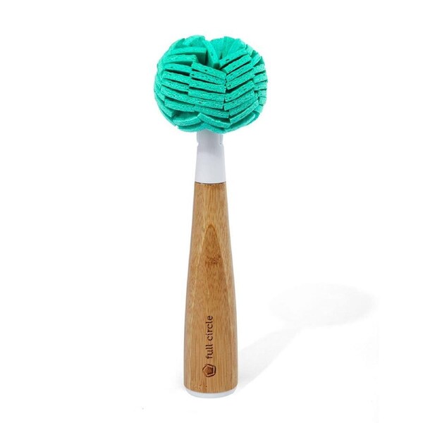 Full Circle Crystal Clear-2 Replaceable Sponge Wine Glass Cleaner Turquoise