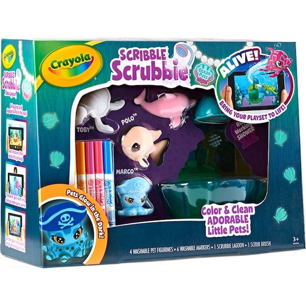 Crayola Scribble Scrubbie Glow Lagoon Kids/Childrens Art Pet/Marker Set 3y+
