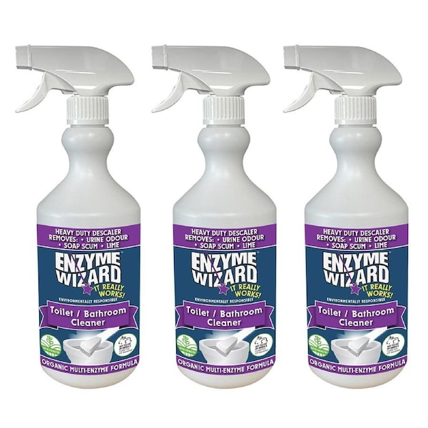 3PK Enzyme Wizard Organic Toilet Urine Odour/Soap Scum Cleaner 750ml Spray