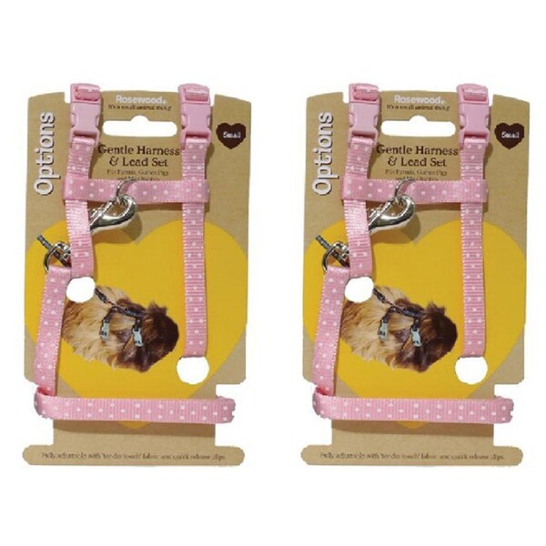 2x Rosewood Polka Dot N:19-30cm/C:25-41cm Rabbit Small Pet Harness & Lead L Asst