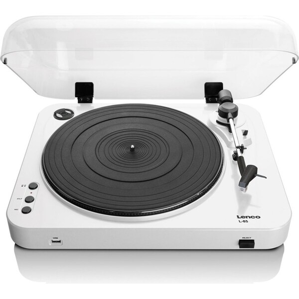 Lenco L-85 Semi-Automatic Turntable/Record Player w/ USB Encoding - White