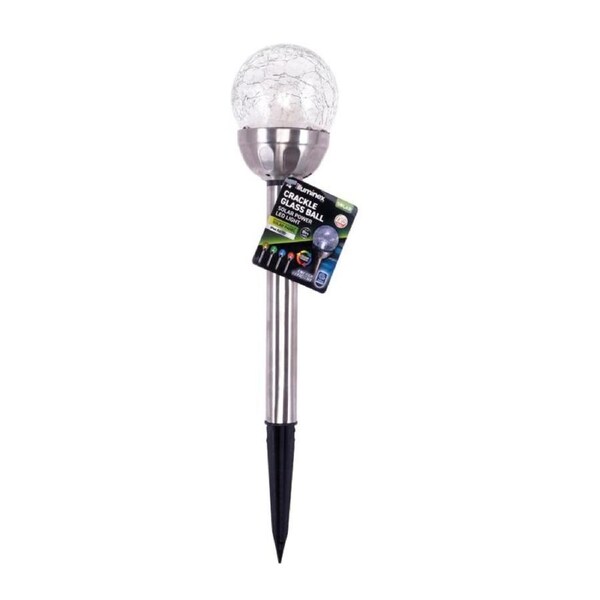 Illuminex Globe Stainless Steel Garden Solar Light 8cm x 8cm x 39cm