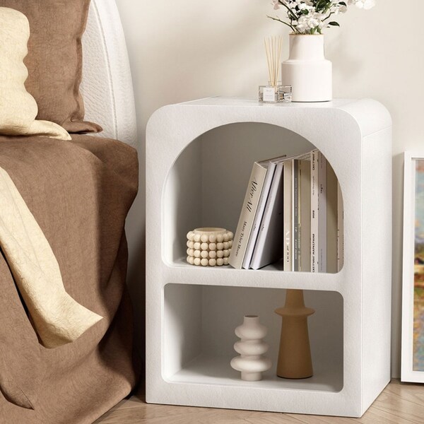 2 Shelves Artiss Bedside Table - ARCHED White
