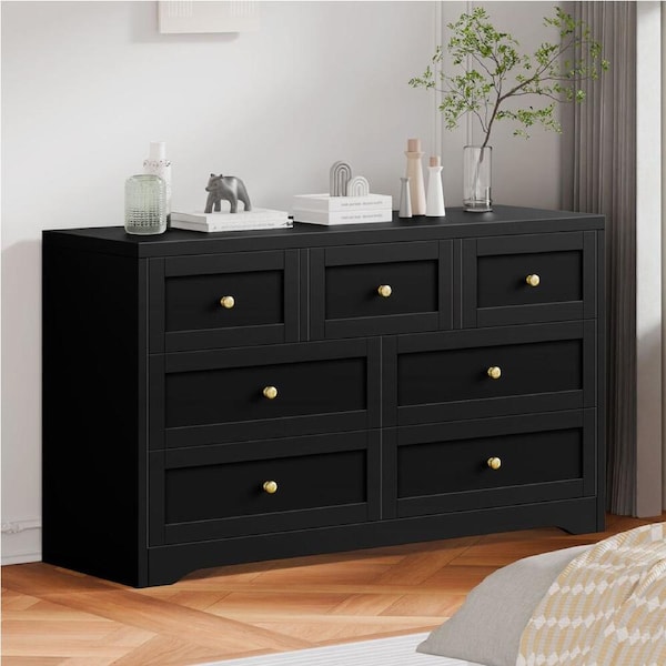 ALFORDSON 7 Chest of Drawers Dresser Hamptons (Black)