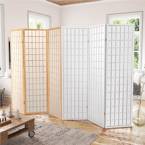 3/4/6/8 Panel Artiss Room Divider Screen Wooden Room Divider Doors Folding 3 Panel / White